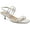 White, variant on Womens White Goring Metallic Heel Strappy Padded Paulina Square Toe Kitten Heel Slip On Leather Slingback Sandal 9.5 M
