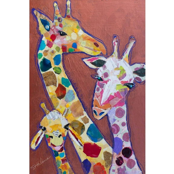 "Trois Girafes" Painting Print on Wrapped Canvas