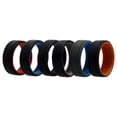 thumbnail image 1 of Juego de anillos de boda de silicona con líneas de 2 capas - Multicolor de ROQ para hombres - Anillo de 6 x 12 mm, 1 of 1
