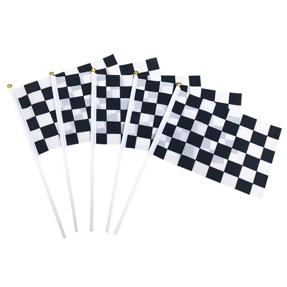 DINHEAROM 30Pack Race Car Flag Chequered Waving Flag Polyester Pongee for Sporting Events