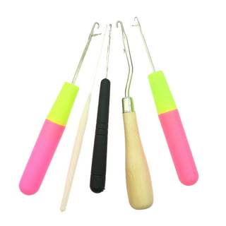 5 Pieces Different Size Bent Latch Hook Crochet Needle Set Tool Knitting  Ventilating Needles for Hair Extension : : Home