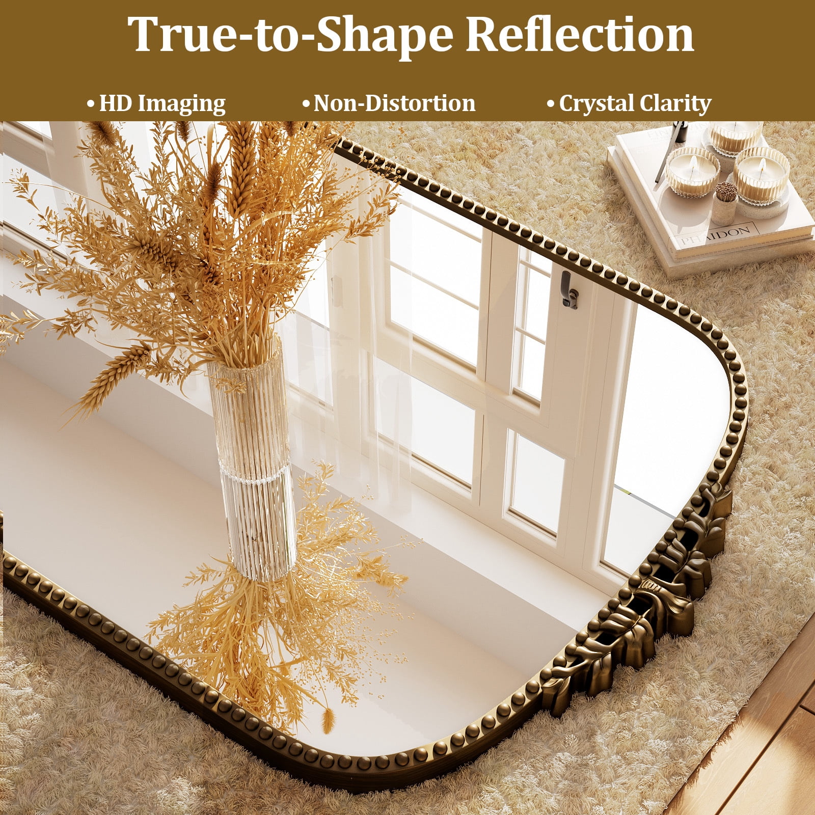 ‌Auromir‌ 32"x71" Antique Full Length Arched Mirror Traditional Baroque Floor Vintage Mirror,Antique Bronze