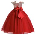 thumbnail image 1 of Vestidoo Formal Vestido de cintura alta con cuello redondo y elegante vestido de princesa con vuelo para niñas Kuymtek Rojo 6-7- años para Niña, 1 of 9