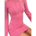 thumbnail image 3 of Coduop Women Knit Long Sleeve Backless Mini Dress Crochet Ripped Beach Cover Up Dresses Clubwear, 3 of 4