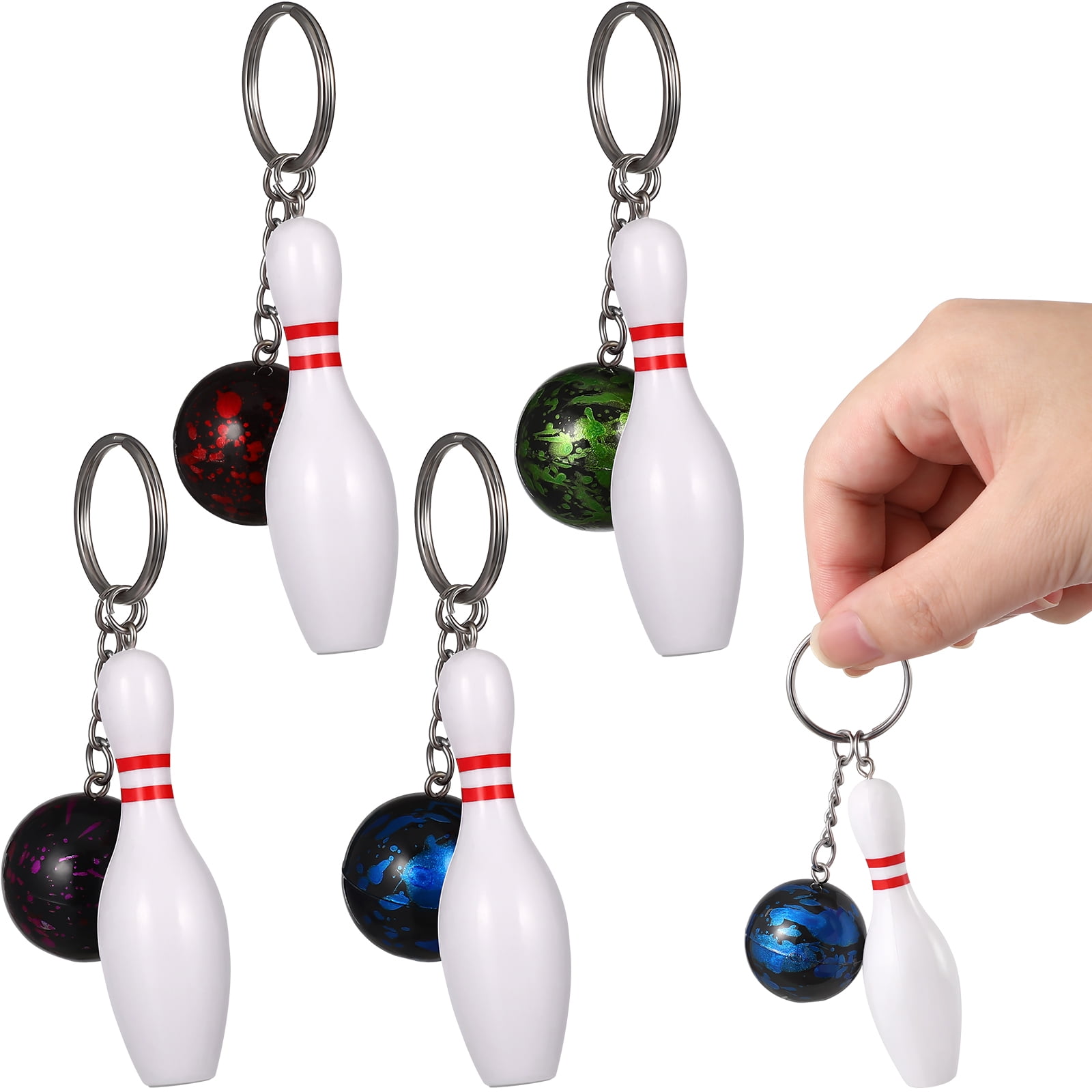 HOMEMAXS 8 Pcs Mini Bowling Keychains Accessories Creative Keyring