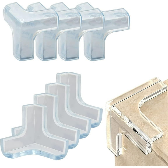 Corner Protector, 8pc Clear Corner Guards, Safety Silicone Corner Protectors, Safety Bumpers to Cover Sharp Furniture & Table Edges, Transparent, Invisible