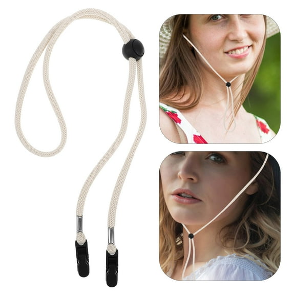 BESTONZON Easy Install Beige Adjustable Hat Chin Cord Strap for Windproof Travel Hat Retainer