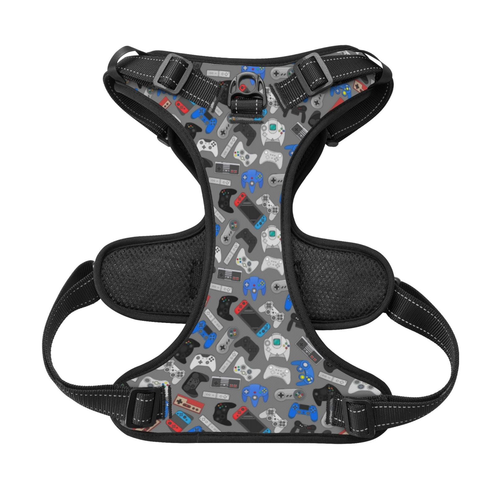 Kdxio Video Game Print No Pull Dog Harness Adjustable Reflective Oxford Easy Control Medium Large Dog Harness for Training and Everyday-Small