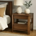 thumbnail image 4 of Rie Nightstand w 2 Drawers and Lower Shelf- Walnut Brown Poplar Wood, 4 of 7