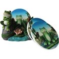 thumbnail image 3 of Hoppy Hour Whimsical Green Frog Lily Pad Pond Coaster Holder And 4 Coasters Set, 3 of 10