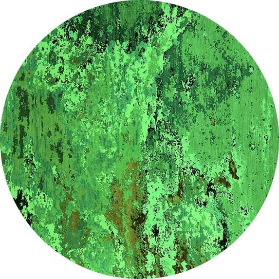 Ahgly Company Indoor Round Oriental Green Industrial Area Rugs, 3' Round