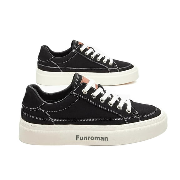Funroman Footwear for men, Canvas Shoes Low top Sneakers Black Fashion Mens Casual Shoes