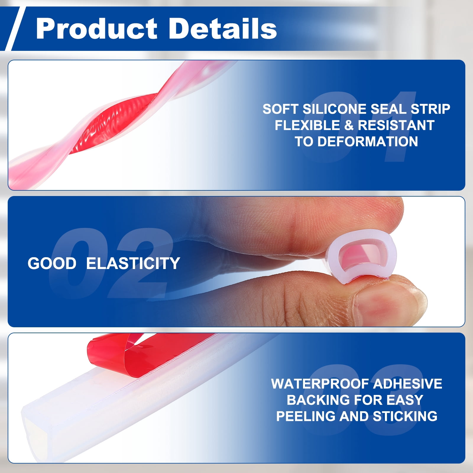 Uxcell Silicone Weather Stripping 12mm W x 2mm T x 12mm H, 13.1FT/4M Self Adhesive D Shape Weather Stripping Door Seal Strip for Door Frame Window Sealing Large Gap