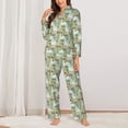 thumbnail image 2 of KLL Rabbit And Carrot Print Women's Long Sleeve Pajamas with Pants Sleepwear Loungewear 2 Set-Medium, 2 of 7
