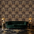 thumbnail image 6 of Baroque Peel and Stick Wallpaper Elegant Dark Damask Antique Gold Baroque Design Wall Mural 23.6in x 9.8ft Self Adhesive Removable Wall Paper Renter Friendly Wallpaper for Bedroom Men, 6 of 8