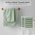 thumbnail image 6 of Jessy Home 12 Pack Light Green Hand Towel Set 16"x31" Soft Highly Absorbent Quick Dry Bathroom Bath Hand Towels Microfiber Plush Towels, 6 of 7