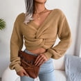 thumbnail image 4 of Suéter de punto con cuello en V para mujer, suéter con cuello en V para mujer, suéter trenzado para mujer, suéter con cuello en V anudado para mujer, diseñado meticulosamente, 4 of 9