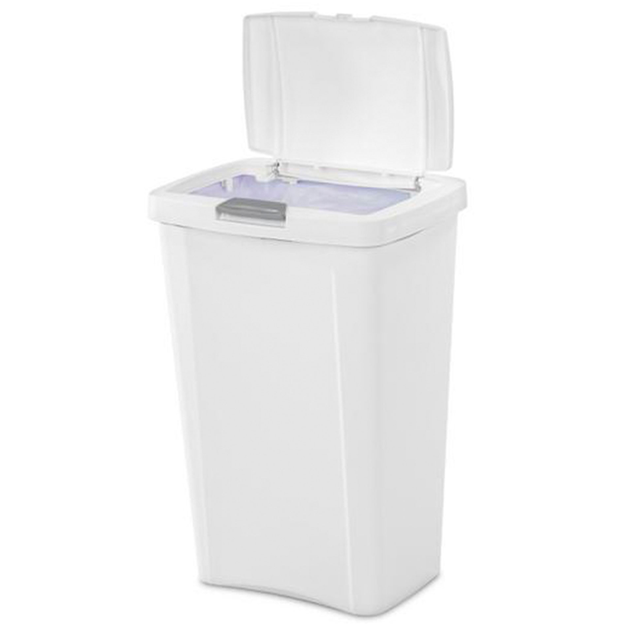 Sterilite 10438004 7.5 Gallon TouchTop Wastebasket with Titanium Latch,  White (4 Pack)