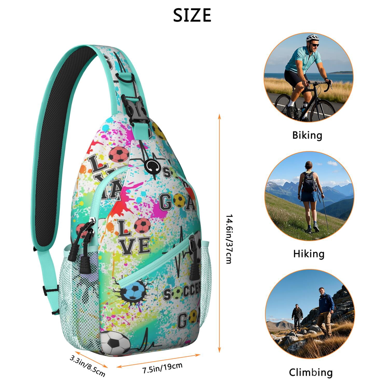 Teen Sports Sling Bag Shoulder Backpack with Softball Print, Mesh Sides Perfect Gift for Boys, Young Players