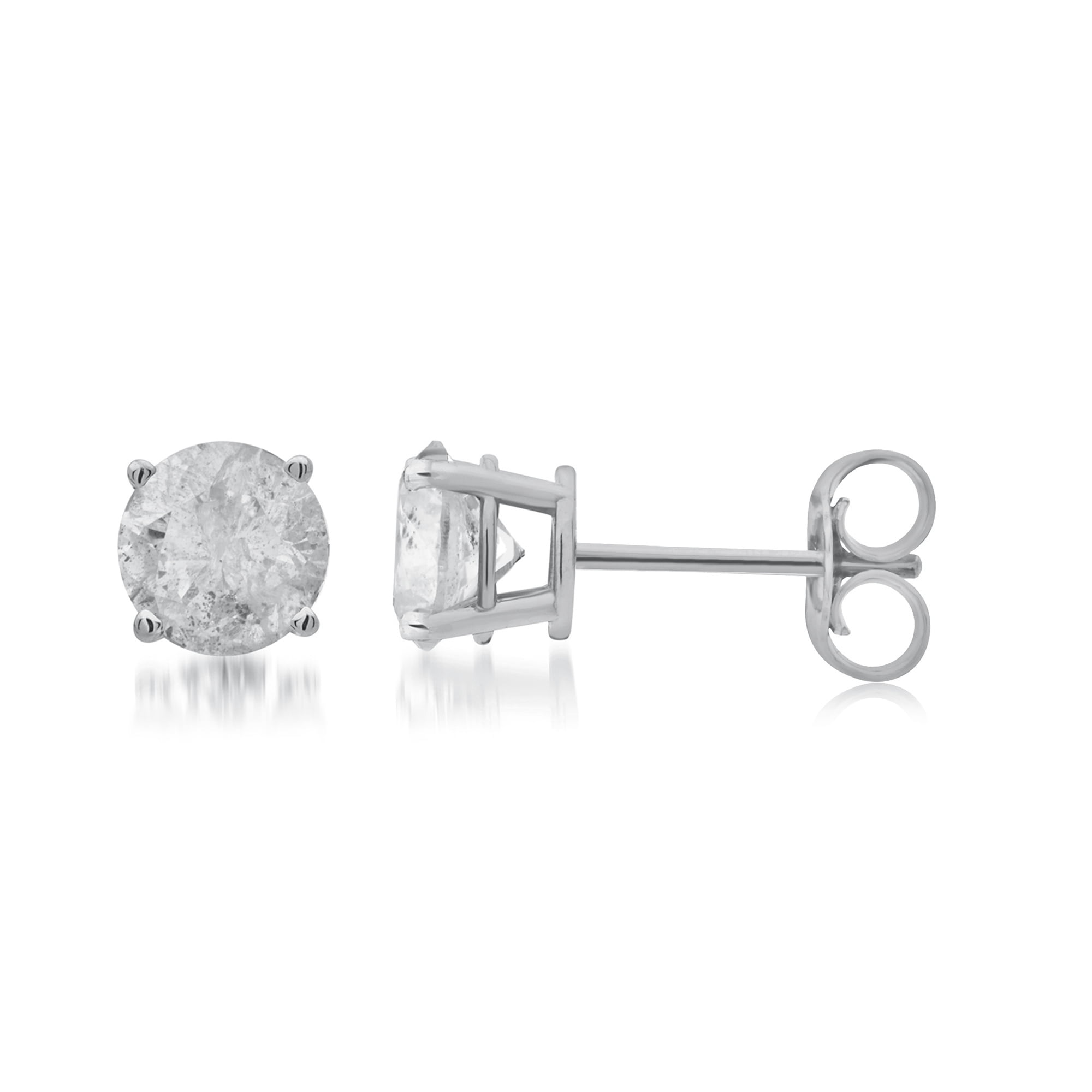 1-1/4 Carat T.W. Round White Diamond Sterling Silver Stud Earrings