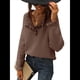 thumbnail image 3 of Suéteres de Mujer, Ropa de Otoño e Invierno, Jersey de Punto Informal de Larga con Botones y Volantes y Cuello Redondo Marrón M, 3 of 8