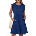 thumbnail image 2 of HaiMao Women's Summer Dresses Clearance Beach Casual Loose Short Sundress Ruffle Sleeve Mini Dress Blue L(L), 2 of 8