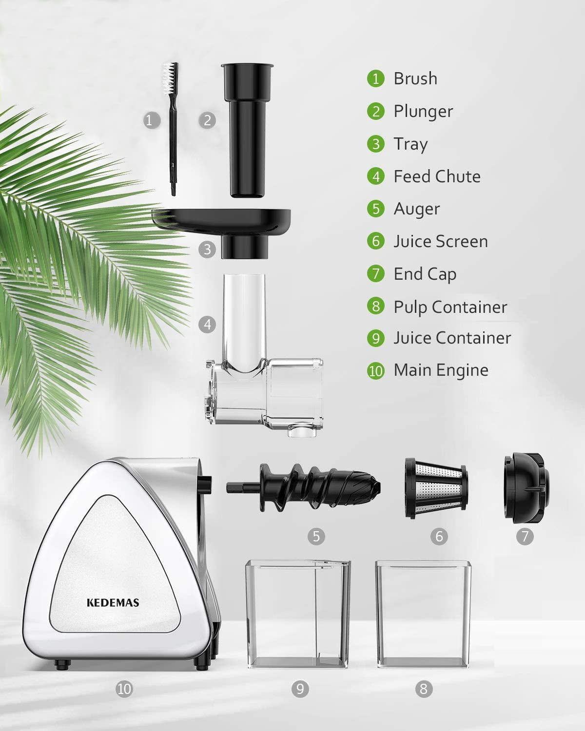 Portable Hand Juicer,Juicer Machines with Reverse Function,Low Noise Electric Cold Press Juicer, High Juice Yield,BPA Free 150W,Easy to Clean for Vegetables and Fruits -Silver