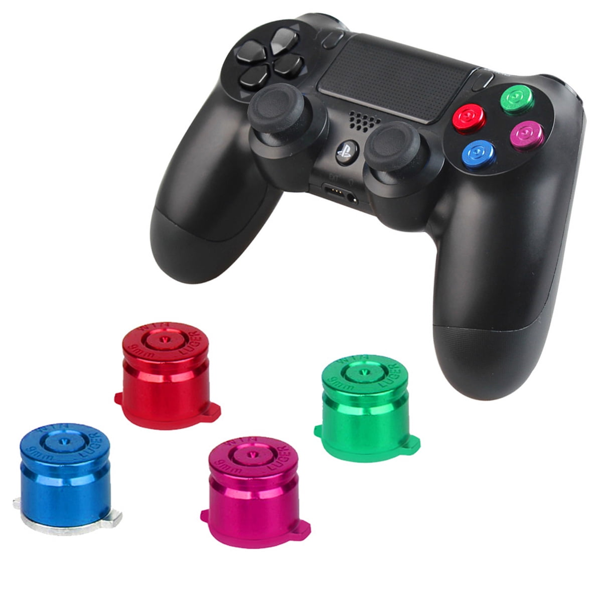 forvisning Tap vinge PS4 Bullet Buttons Aluminum Custom Metal Playstation 4 DualShock 4  Replacement Standard Buttons Spare Parts Accessories for Modded PS4  Controllers-Multi-Color - Walmart.com