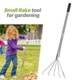 thumbnail image 3 of JIEMUCES Handheld Weeding Rake Stainless Steel Hand Rake with 5 Teeth Heavy Duty Gardening Rake for Cultivating Loosening Soil Spreading Mulch, 3 of 8