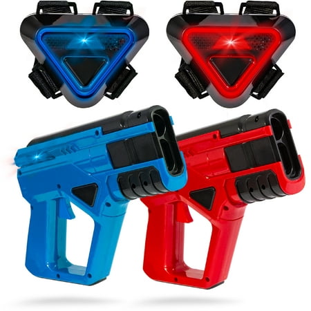 SHARPER IMAGE Two-Player Toy Laser Tag Gun Blaster & Vest Armor Set for Kids, Safe for Children and Adults, Indoor & Outdoor Battle Games, Combine Multiple Sets for Multiplayer (Best Small Game Gun)