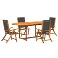 thumbnail image 2 of vidaXL 5 Piece Patio Dining Set Solid Wood Acacia and Textilene, 2 of 10