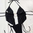 thumbnail image 5 of Aobny Bathing Suits Backless Textured Womens Swimsuits Halter Crop-Top Bikinis V-Strings Black Swim Suits for Women,M, 5 of 7