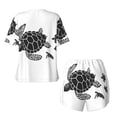 thumbnail image 6 of "Wukai Family Of Sea Turtles Women's Pajama Set - Short-Sleeve Top and Shorts with Elastic Waistband and Pockets for Loungewear, Yoga, and Casual Wear-Large, 6 of 8