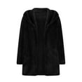 thumbnail image 6 of Black And Friday Deal 50% Off Clear!Winter Long Coats for Women, Women Solid Color Hooded Loose Double-Sided Plush Buttonless Cardigan Jacket Gifts Christmas Gift, 6 of 9