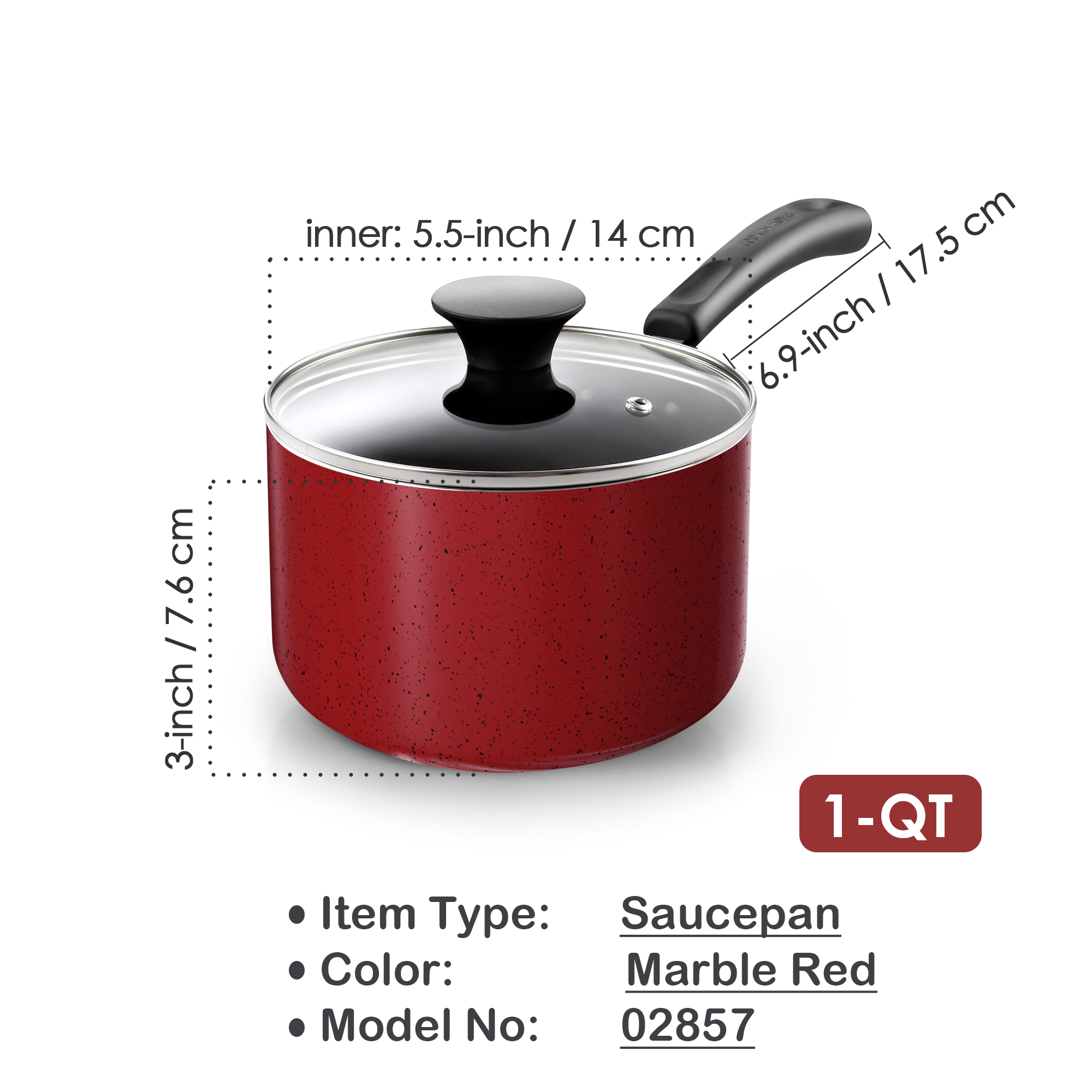 Cook N Home 1 Quart Nonstick Saucepan with Glass Lid photo 2