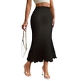 thumbnail image 2 of AUSDIOCA Long Skirts for Women High Waisted Solid Color Knit Fishtail Skirts for Summer or Spring, 2 of 6