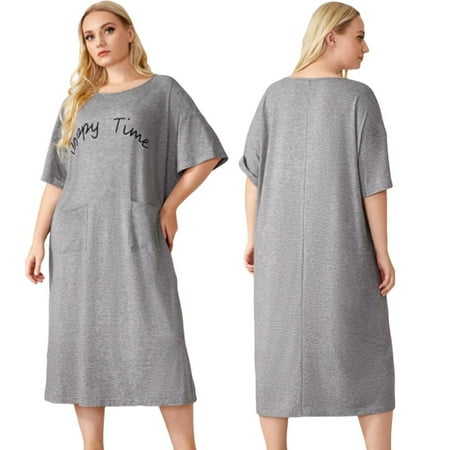 

BRAND PROMOTION! Women Nightgown Sleepshirt Soft Sleepwear Nightshirt Loose Comfy Sleep Dress Flare Sleeve Nightdress Homewear Plus Size