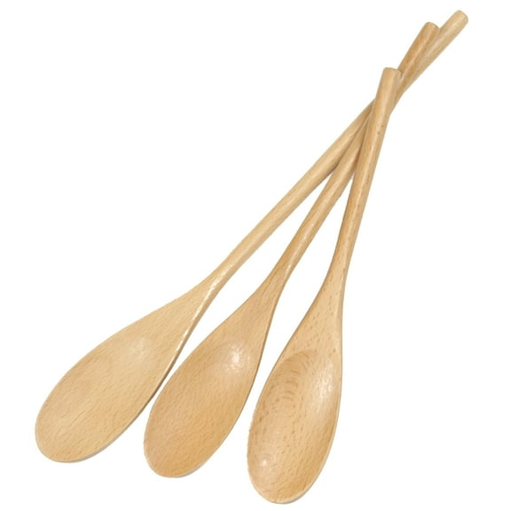Chef Craft Select Beechwood Solid Spoon Set, 10, 12, and 14 inch 3 Piece Set, Natural