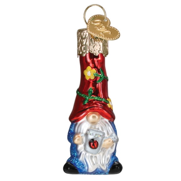 Old World Christmas Blown Glass Ornament for Christmas Tree, Mini Garden Gnome (with OWC Gift Box)