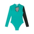thumbnail image 6 of Mufeng Women Girls Gymnastics Leotards Ballet Dance Leotard Turtleneck Long Sleeve Bodysuit Tops Green XL, 6 of 7