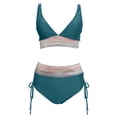thumbnail image 5 of MKLEKYY Trajes De Baño Completo Mujer Women High Waisted Bikini Sets Swimsuits Color Block Two Piece Drawstring Bathing Suit, 5 of 5