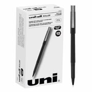 uni-ball® Rollerball™ Pens, Micro Point, 0.5 mm, 80% Recycled, Black Barrel, Black Ink, Pack Of 12 Pens