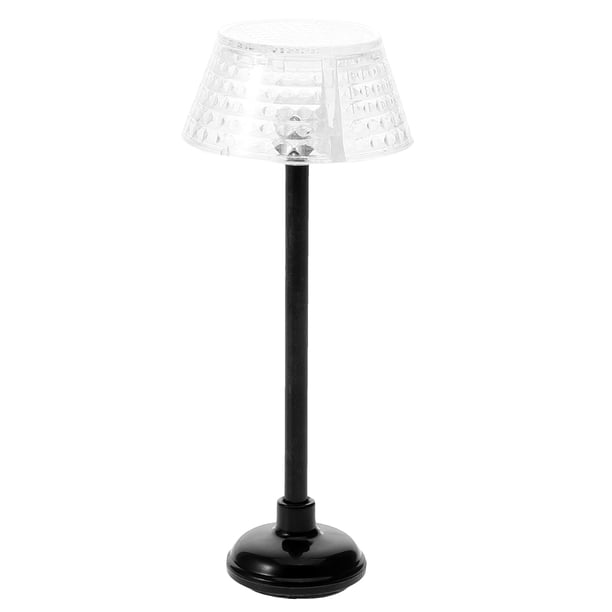 Mini lámpara de pie LED en miniatura para casa de muñecas, ideal para decoración de sala de estar o dormitorio.