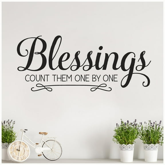 Blessings Count Them One By One Vinyl Lettering Wall Decal Blessing Quote Decals - Size: 10"H x 24"L - Color: Black