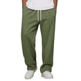thumbnail image 5 of KLHDSF Men's Baggy Bootcut Sweatpants Wide Leg Flared Stretch Elastic Waist Drawstring Cotton Lounge Workout Casual Pants Green M, 5 of 8