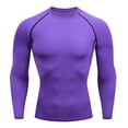thumbnail image 2 of Couches de Base pour Hommes, Haut D\'entraînement Physique Extensible Uni à Manches Longues et Col Rond, 2 of 6