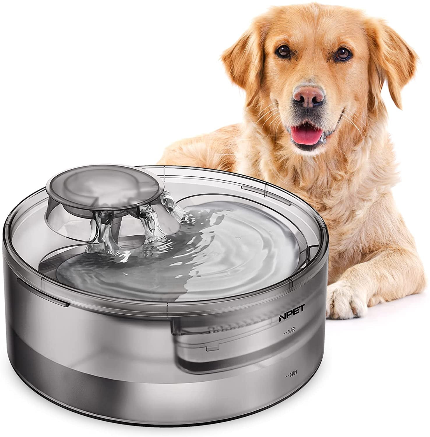 NPET DF10 Dog Water Fountain, 1.3Gallon/5L Large Automatic Pet Water Dispenser for Cat, Dogs