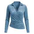 thumbnail image 4 of Womens Shirts Lapel Solid Color Velvet Feel Long Sleeve Base Layer Top Autumn Winter Slim Fit Dressy Casual Summer Shirts, 4 of 4