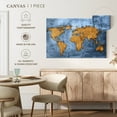 thumbnail image 5 of Elephant Stock Azure World Map Wall Art - Horizontal Canvas Wall Art - Living Room Wall Decor - Map Canvas - Blue And Gold Decor - 45" x 30", 5 of 8