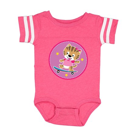 

Inktastic Skateboarding Cat Girls Skateboarder Gift Baby Girl Bodysuit